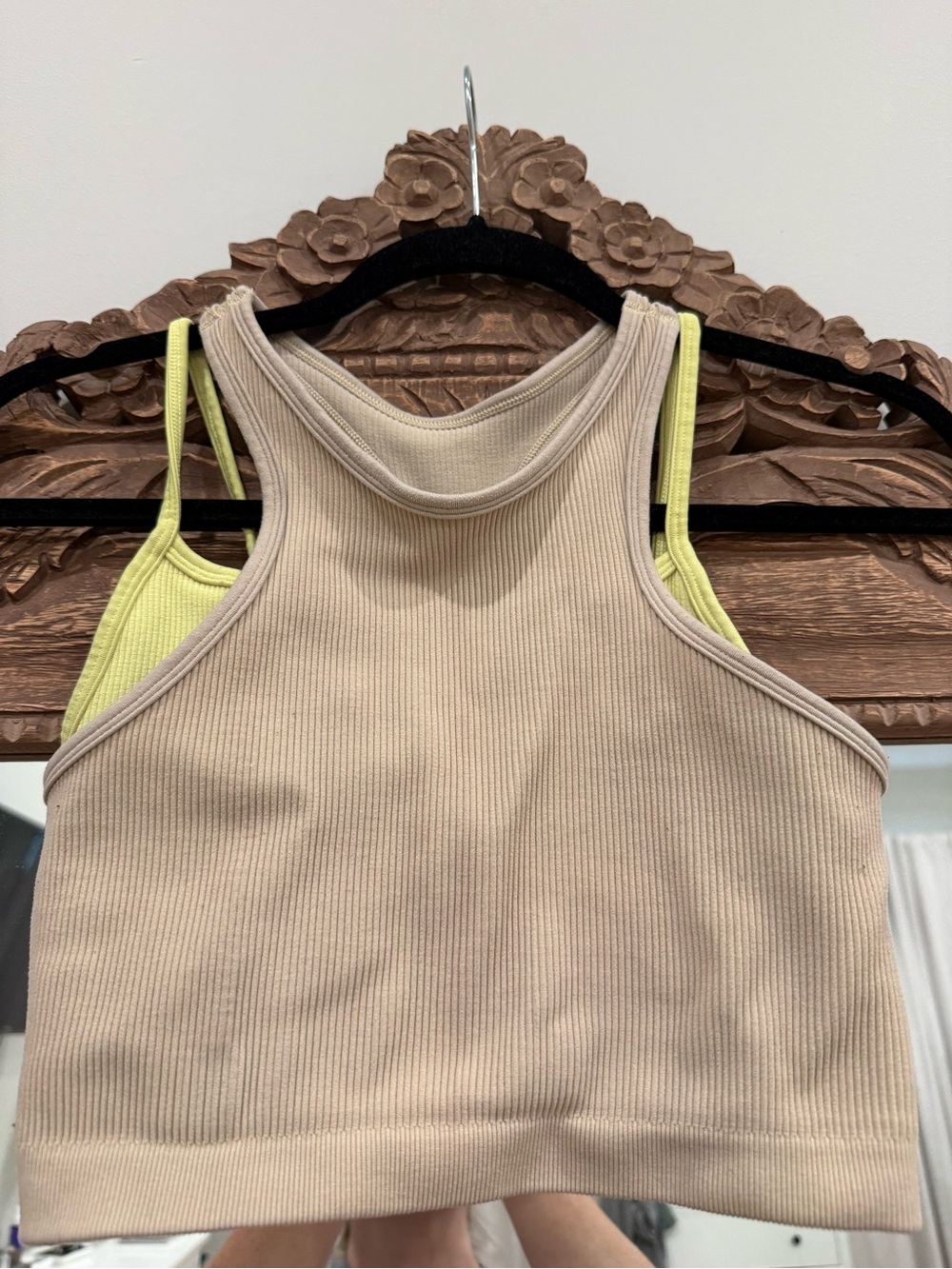 Free People FP Movement Free Throw Double Layer Tank Top M/L bright green/tan